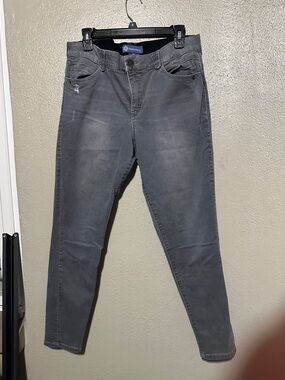 Democracy Gray Skinny Pants with Subtle Distress